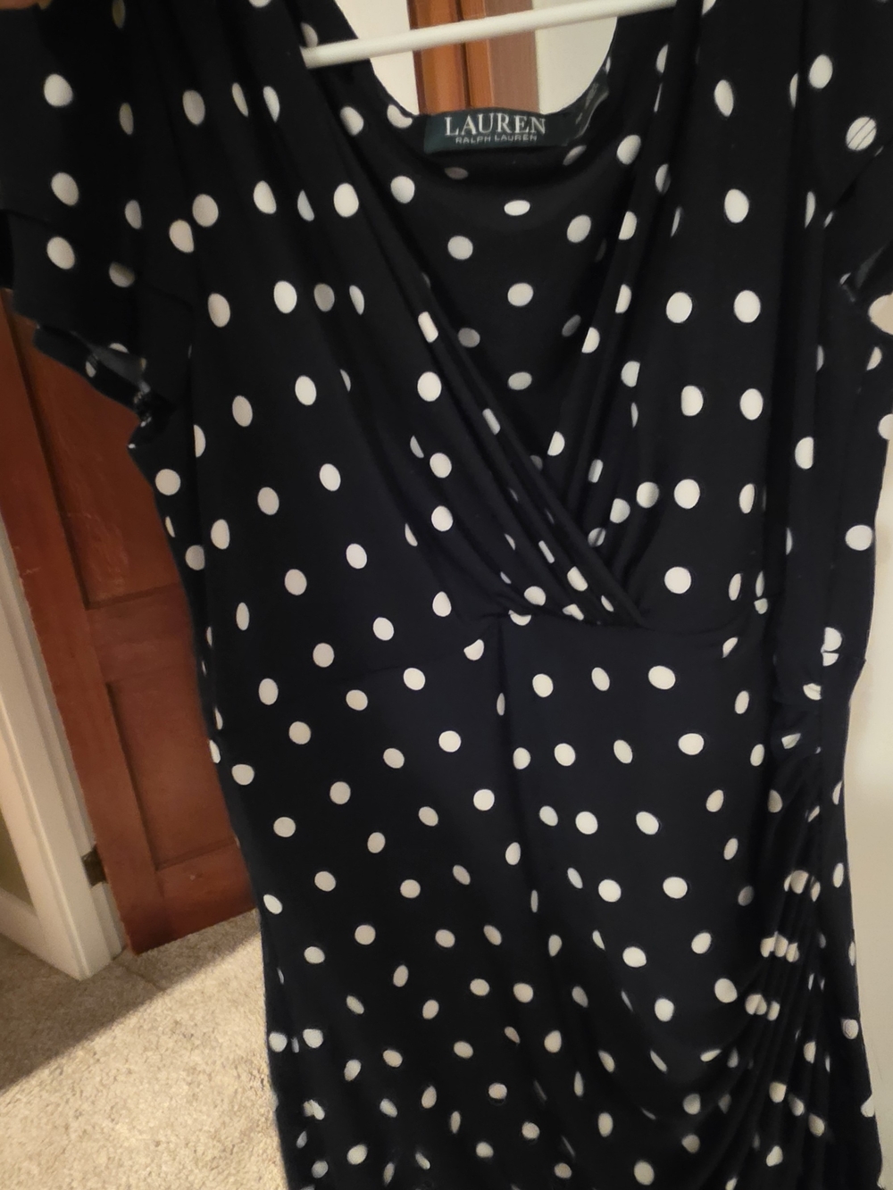 Ralph Lauren Navy and White Polka Dot Wrap-Style
